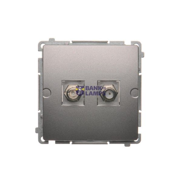 Double aerial socket type "F", Inox, metallized image 1