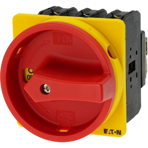 P3-100/EA/SVB Main switch, P3, 100 A, flush mounting, 3 pole, Emergency switching off function, With red rotary handle and yellow locking ring, Lockable in the 0 (O image 5