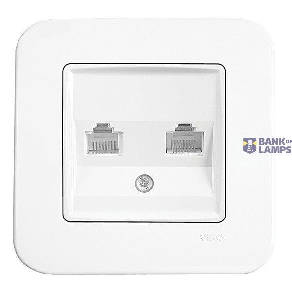 Linnera-Rollina Two Gang Data Socket (2xCAT6) White image 1