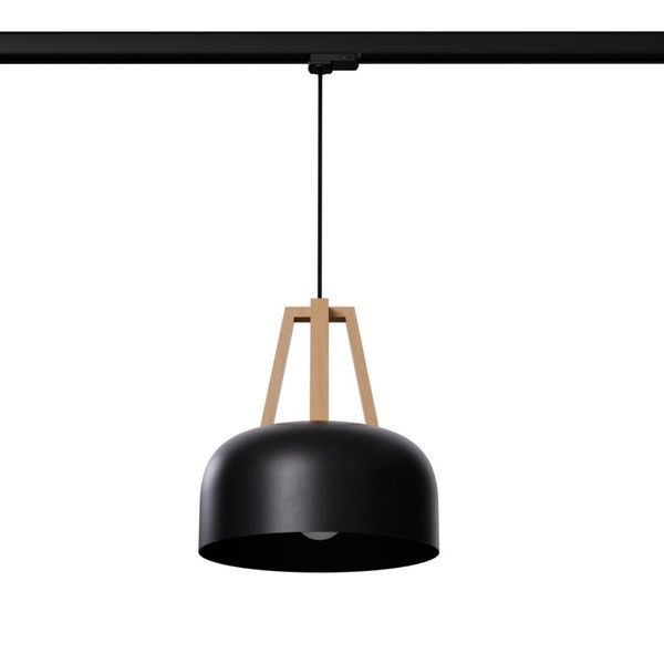 HANGING LAMP 3 PHASE CASCO BLACK/NATURAL WOOD E27 4000K 7.5W 690LM image 1