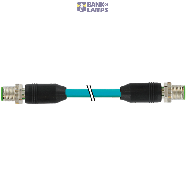 M12 male 0° / male 0° X-cod. shielded TPE 4x2x26AWG SF/UTP CAT6a bu UL image 1