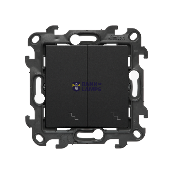 Double two-way switch, (module), Simon 24, IP20/IP44, 10AX, black matt image 1