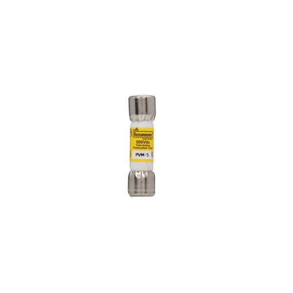 Midget Fuse, Photovoltaic, 600 Vdc, 50 kAIC interrupt rating, Fast acting class, Fuse Holder and Block mounting, Ferrule end X ferrule end connection, 5A current rating, 50 kA DC breaking capacity, .41 in diameter image 1