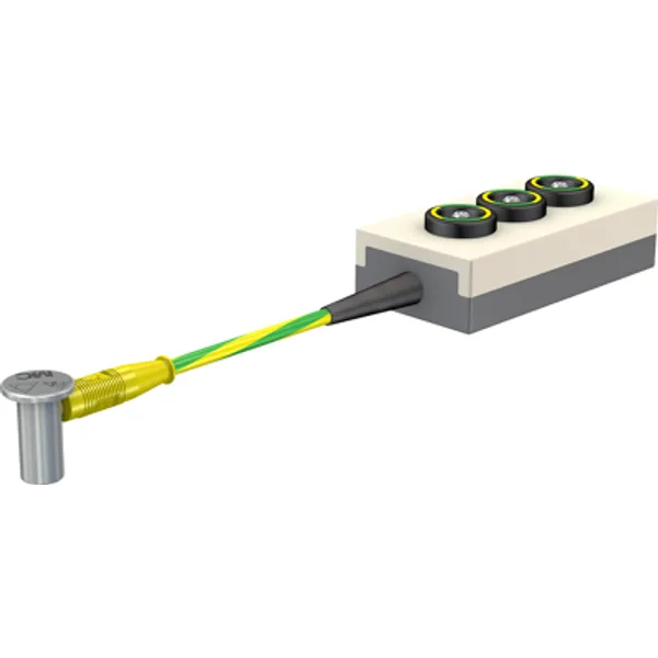 POAG connection cable with (POAG socket, spring-loaded, angled) to (3 x POAG panel socket, straight), 1 m, green/yellow, PVC, 6.0 mm², 15.2017-100 image 1