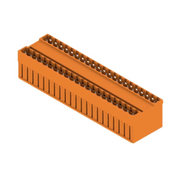 PCB plug-in connector, male header, closed side, THT solder connection, 5.08 mm, Number of poles: 42, 180°, Solder pin length (l): 3.2 mm, tinned, orange, Box image 2