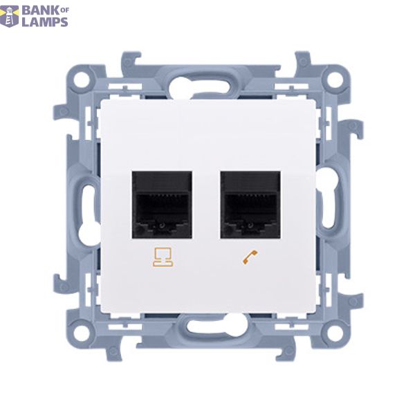 IT socket RJ45 category 6 + telephone socket RJ11, white image 1