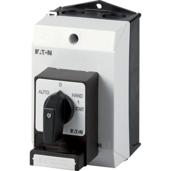 T0-2-15907/I1/SVC(C,E,G-J) Changeoverswitches, T0, 20 A, surface mounting, 4 pole, with black thumb grip and front plate, Padlocking feature SVC image 4