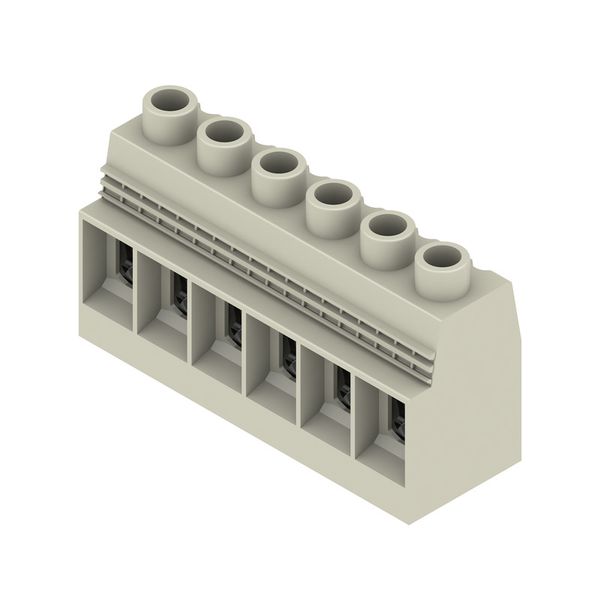 Printed circuit board terminals, 15.00 mm, Number of poles: 6, 90°, Solder pin length (l): 4.5 mm, tinned, Pebble grey, Clamping yoke connection, Clamping range, max. : 50 mm², Box image 2