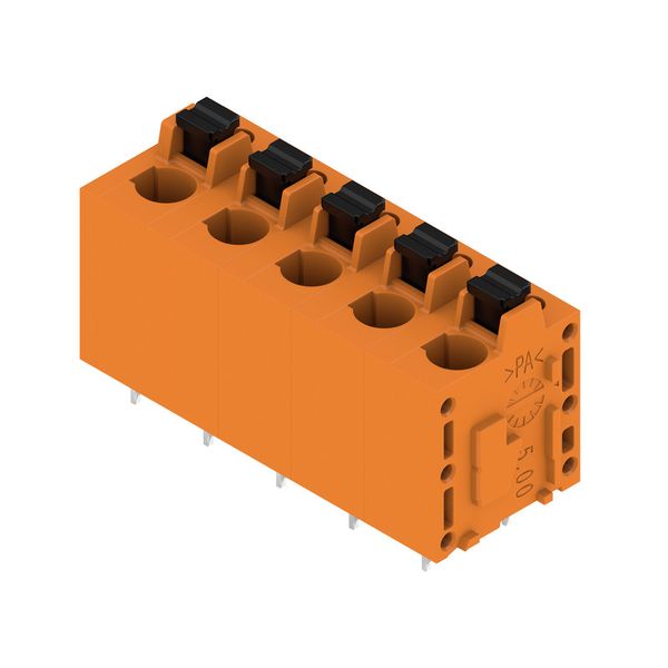 Printed circuit board terminals, 7.50 mm, Number of poles: 5, 180°, Solder pin length (l): 3.5 mm, tinned, orange, PUSH IN with actuator, Box image 1
