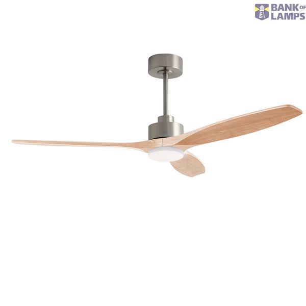 Fan Stem Evo ø1320mm Satin Nickel with Light Wood Blades Light wood image 1