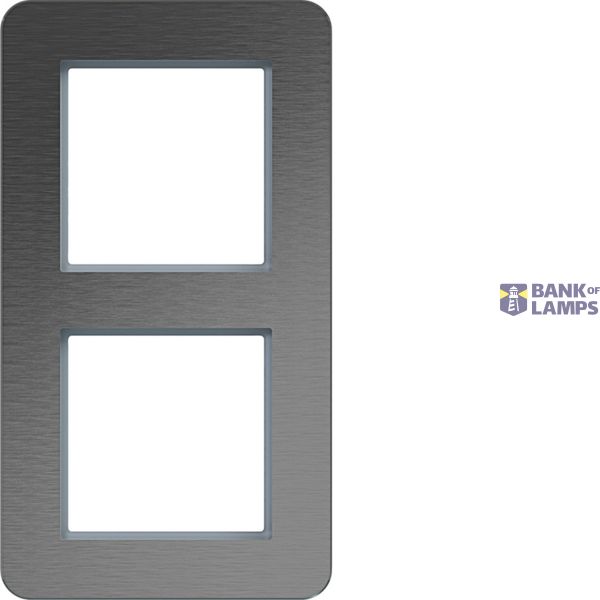 Cover frame double vertical, C.8, stainless steel image 1