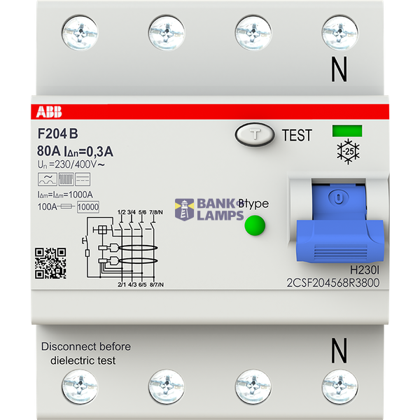 Residual Current Circuit Breaker F200-4P-300 mA-80 A-Type B  F204 B-80 image 1