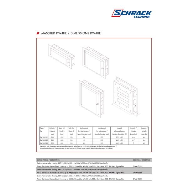 Power distribution Homecabinet, 1-row, 22 modules, RAL9003 image 8