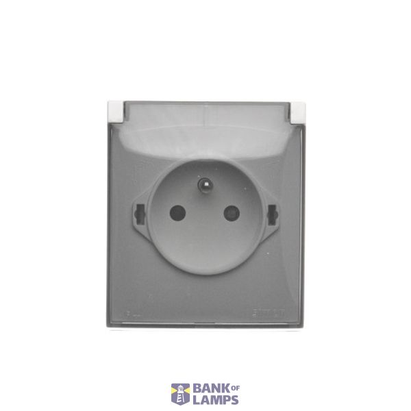 IP44 single socket outlet with shutters - transparent flap, white, 16A image 1