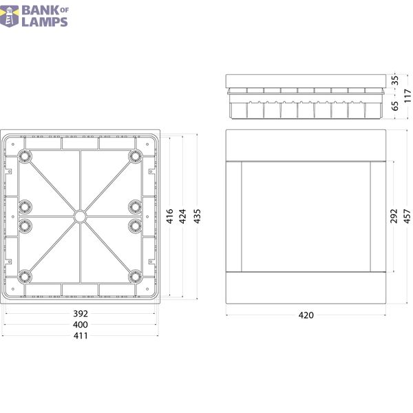 Flush-mounted distribution board SRp-36/2B, N+PE (2x18) IP40, white door image 2
