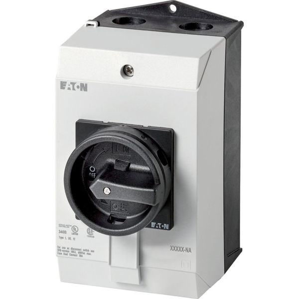 P1-25/I2/SVB-SW-NA Main switch, P1, 25 A, surface mounting, 3 pole, STOP function, With black rotary handle and locking ring, UL/CSA image 4