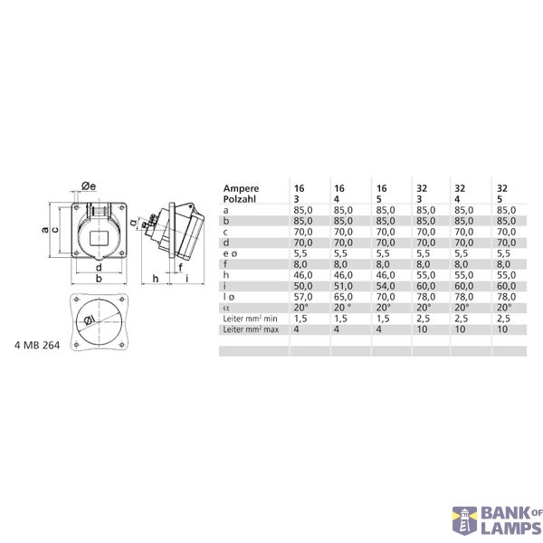 ICD 6h 16A 4P 400V IP44 85x85 QC Sch image 3