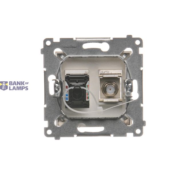IP44 single socket outlets with Schuko earthing, with frame seal - transparent flap, module, 16A, quick connection, matt aluminum image 1
