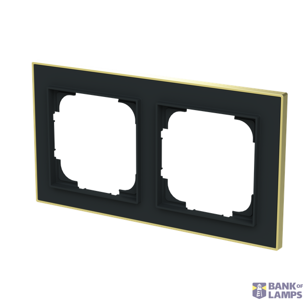 1722-453M-500 Cover  with decor ring, 2gang black matt gold image 2