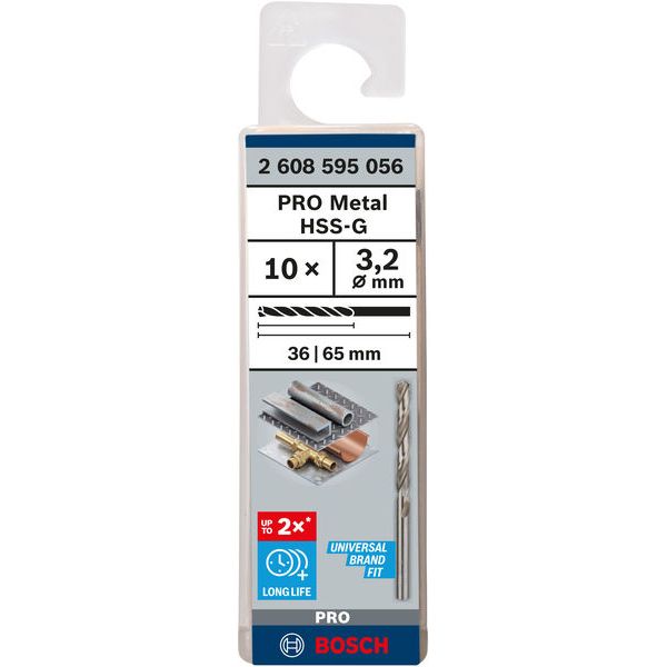 Metal drill bits HSS-G, DIN 338 3,2 x 36 x 65 mm 10 pcs. image 1