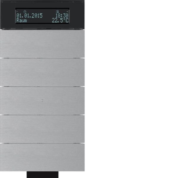 Sensor, push-button IR, 5-fold with room. thermostat and display, B.IQ, Alu image 1