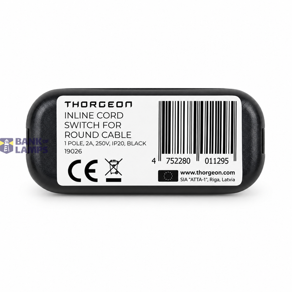 Inline Cord Switch for Round Cable, 1-Pole, 2A, 250V, black image 2