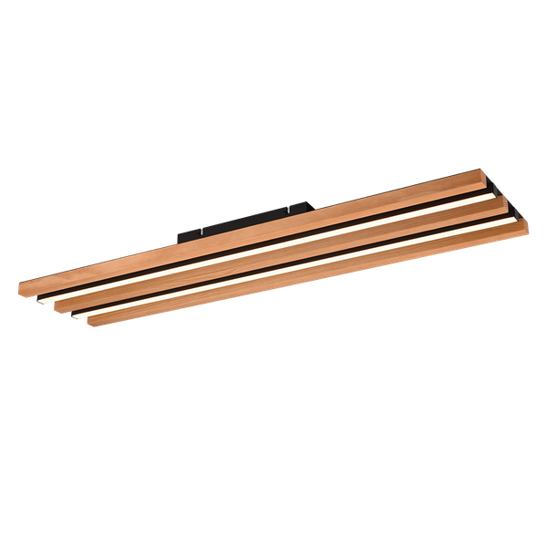 Fontana LED ceiling lamp 80 cm matt black/natural wood image 1