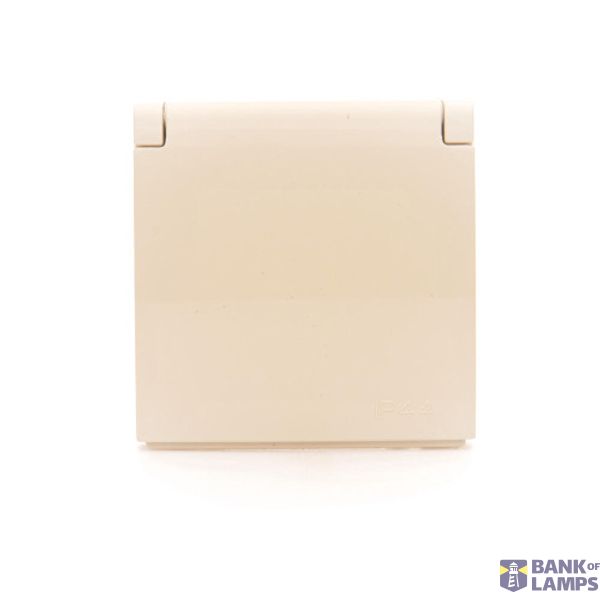 Cover for single socket outlet with earthing IP44 - same color flap & cover, cream white/electro white image 1