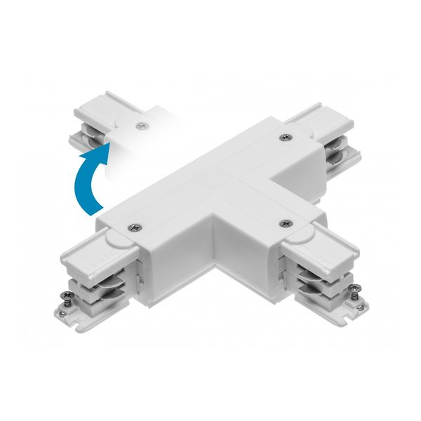 Adjustable connector T for 3-phase track, left, white image 1