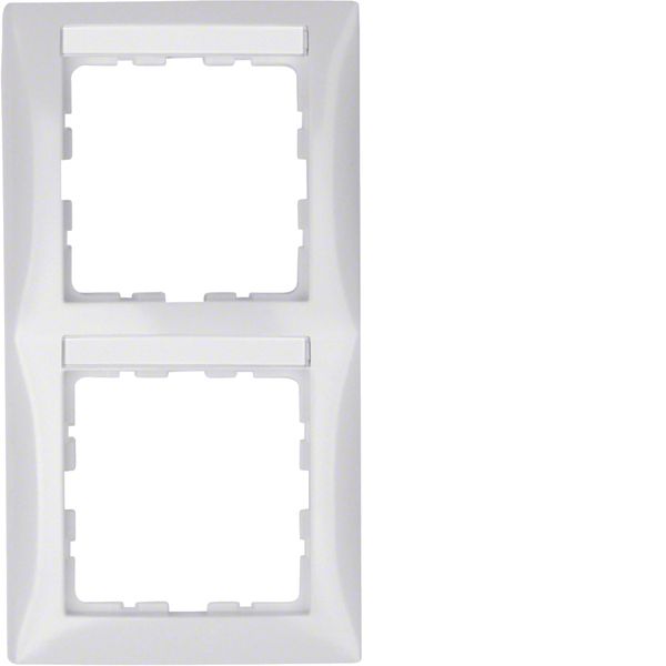 Frame 2gang vert., lab. field, S.1, p. white glossy image 1