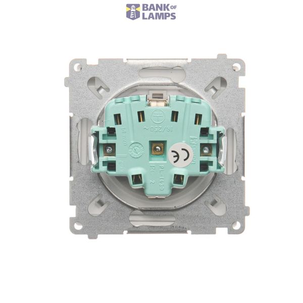 Double contact push button illuminated, 10AX, matt aluminum image 1