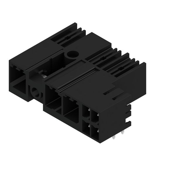 PCB plug-in connector, male header, closed side, Middle flange, THT solder connection, 7.62 mm, Number of poles: 3, 90°, Solder pin length (l): 3.5 mm, tinned, black, Box image 2