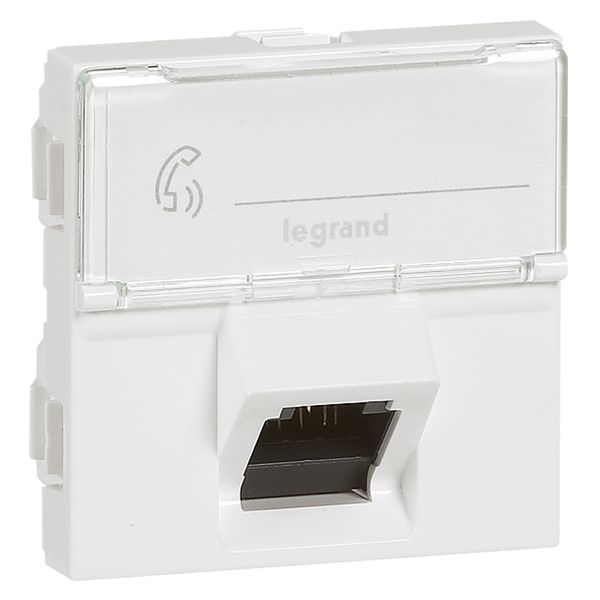 RJ45 socket Mosaic category 6 STP shielded 45° 2 modules white image 1