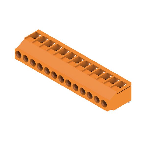 Printed circuit board terminals, 5.00 mm, Number of poles: 13, 180°, Solder pin length (l): 3.2 mm, tinned, orange, Clamping yoke connection, Clamping range, max. : 6 mm², Box image 3