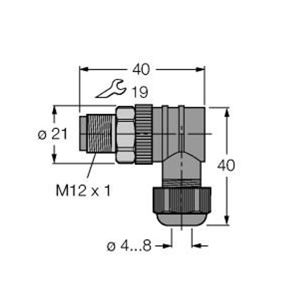 Field-Wireable Connector Male Connector M12 × 1, Angled   BSV8240-0/9 image 1