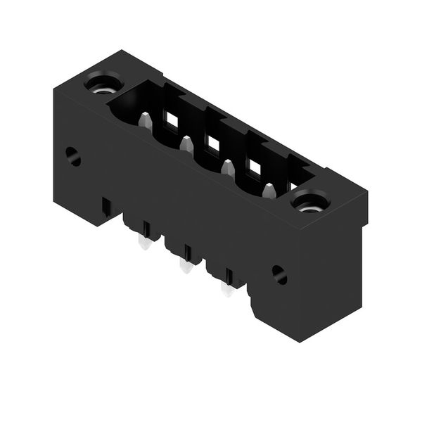 PCB plug-in connector, male header, Flange, THT solder connection, 5.08 mm, Number of poles: 4, 180°, Solder pin length (l): 3.2 mm, tinned, black, Box image 3