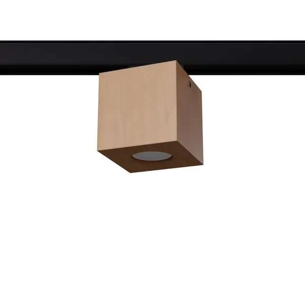 3-PHASE QUAD TRACK CEILING LAMP NATURAL WOOD GU10 3000K 7W 510LM image 1
