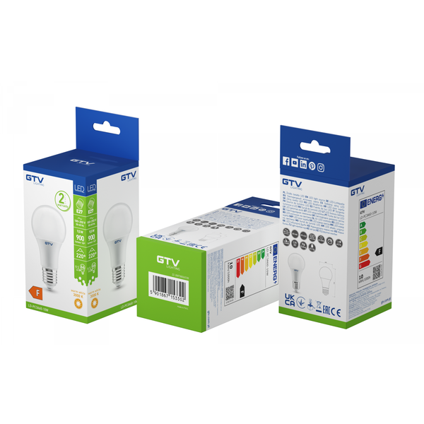 LED Bulb E27, A60, 9.5 W, 900 lm, 3000K, AC180-250V, 220° image 3