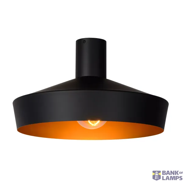 Lucide CARDIFF - Flush ceiling light - Ø 40 cm - 1xE27 - Black image 1