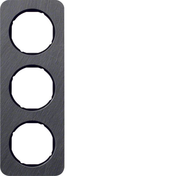 Frame 3gang, R.1, ant./black glossy, natural slate image 1