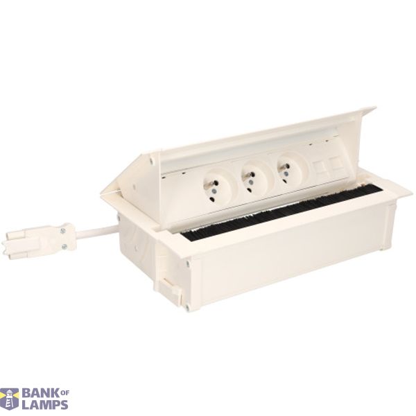 Mediaport Cover: 3x250V E type + 2xRJ45 plate, Wieland quick connector; white image 1