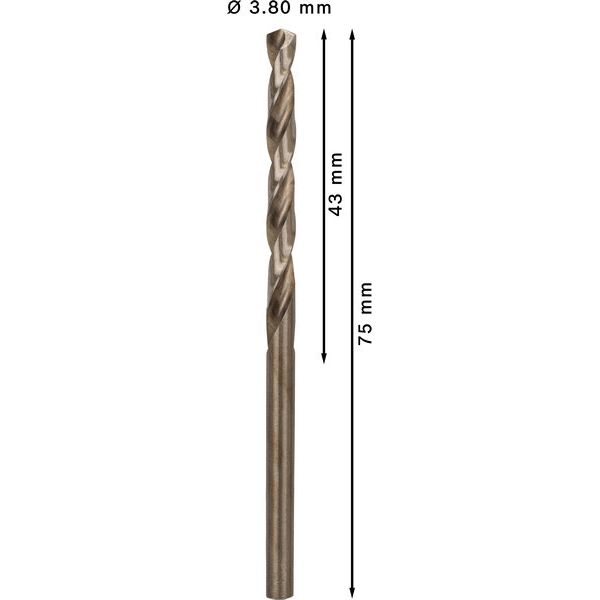 Metal Drill Bits HSS-Co, DIN 338 3,8 x 43 x 75 mm 10 pcs. image 2
