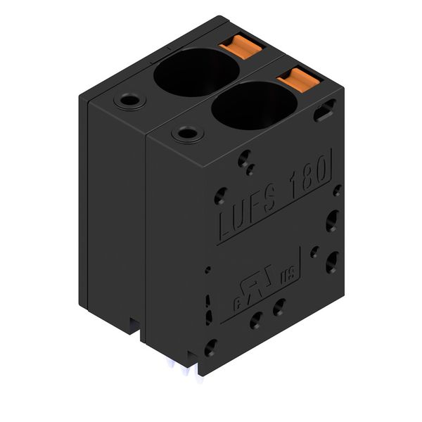 Printed circuit board terminals, 10.00 mm, Number of poles: 2, 180°, Solder pin length (l): 5 mm, tinned, black, PUSH IN with actuator, Clamping range, max. : 16 mm², Box image 1