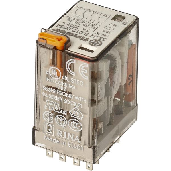 General purpose Rel. 4CO 7A/12VAC/Agni/Test button/LED/Mech.ind. (55.34.8.012.0054) image 4
