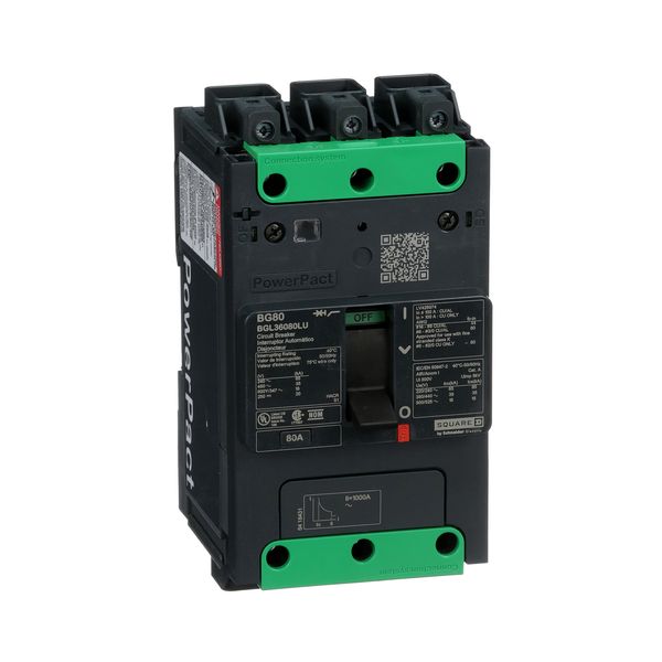 MCCB 18KA 600Y/347V UL 80A 3P EVERLINK image 1