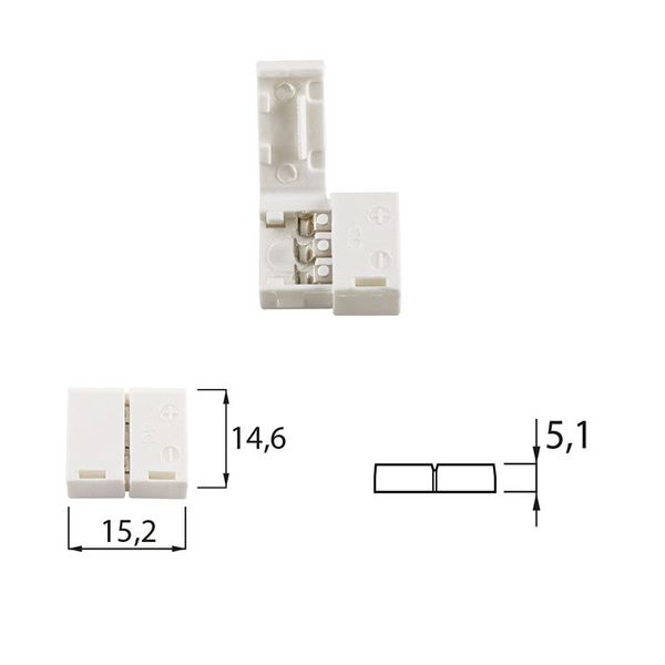 Connector for double white LED strips, width 10 mm, 3 pins image 1