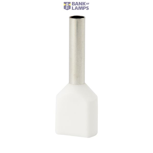 Double insulated sleeve terminal HI 2x1.0/8-bi white, Al/Cu image 1