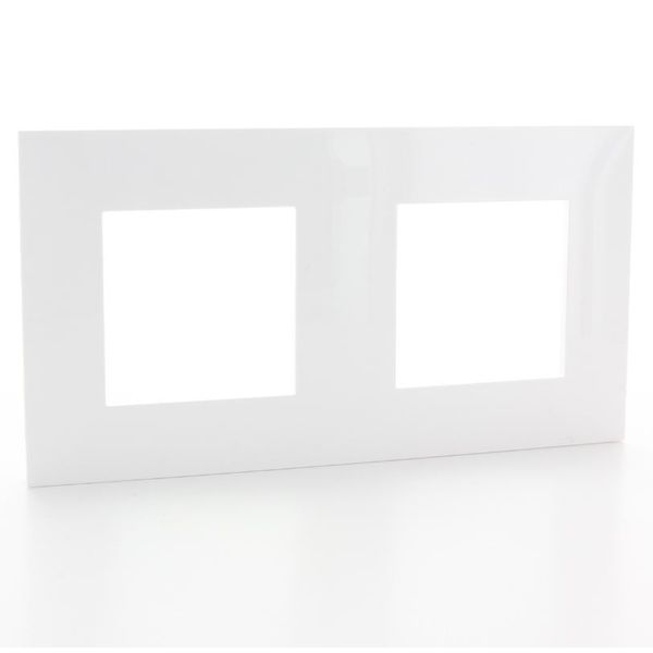 Valena cover frame 2 mechanisms screen/vert center distance 71mm white rose gold image 1