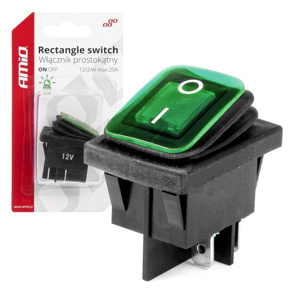 Rectangle switch with green light image 1