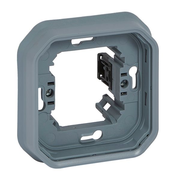 PLEXO 1 GANG FLUSH MOUNTING SUPPORT FRAME WITH CLAW - GREY image 1